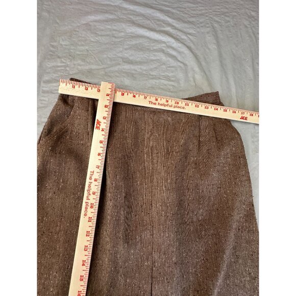 Pykette Womens Brown Skirt 14 midi‎ elastic pull on polyester vintage pockets - Picture 9 of 9